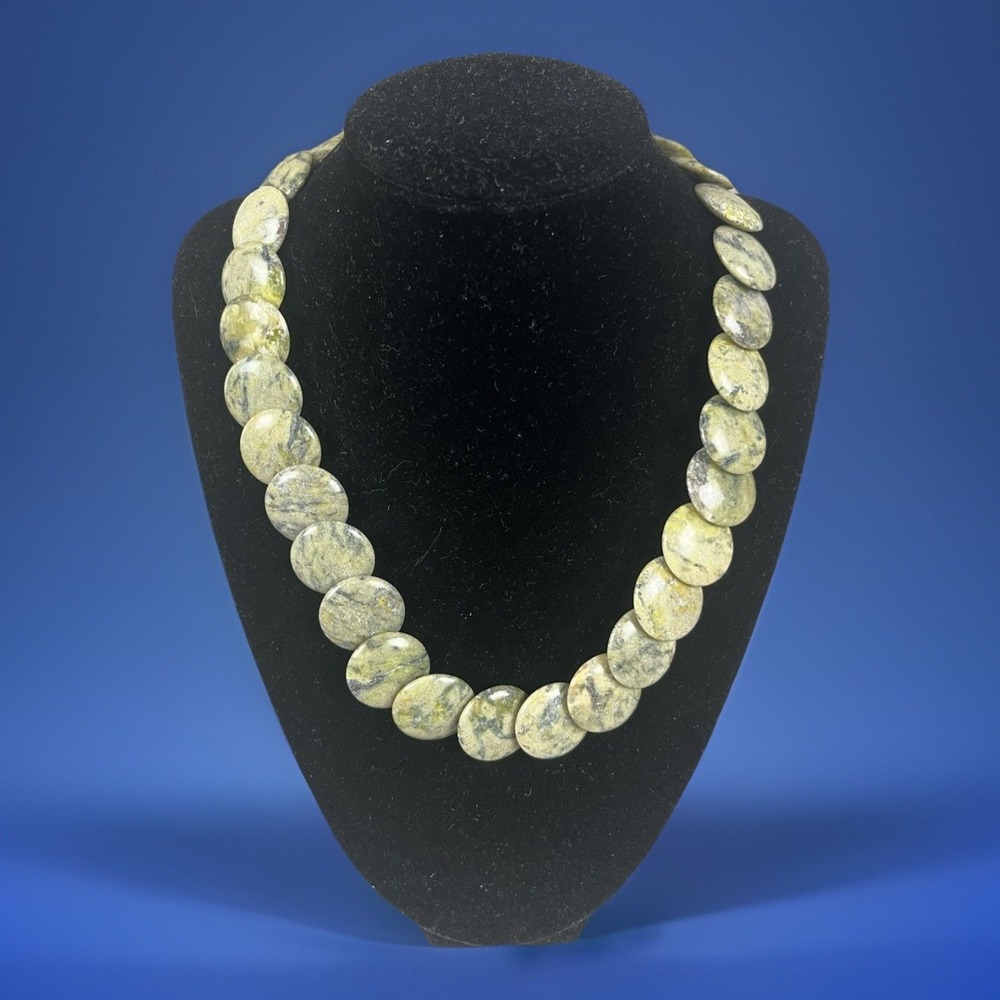 JC Walsh And Sons Connemara Irish Green Marble Round Stone Necklace - New In Box - Picture 1 of 12